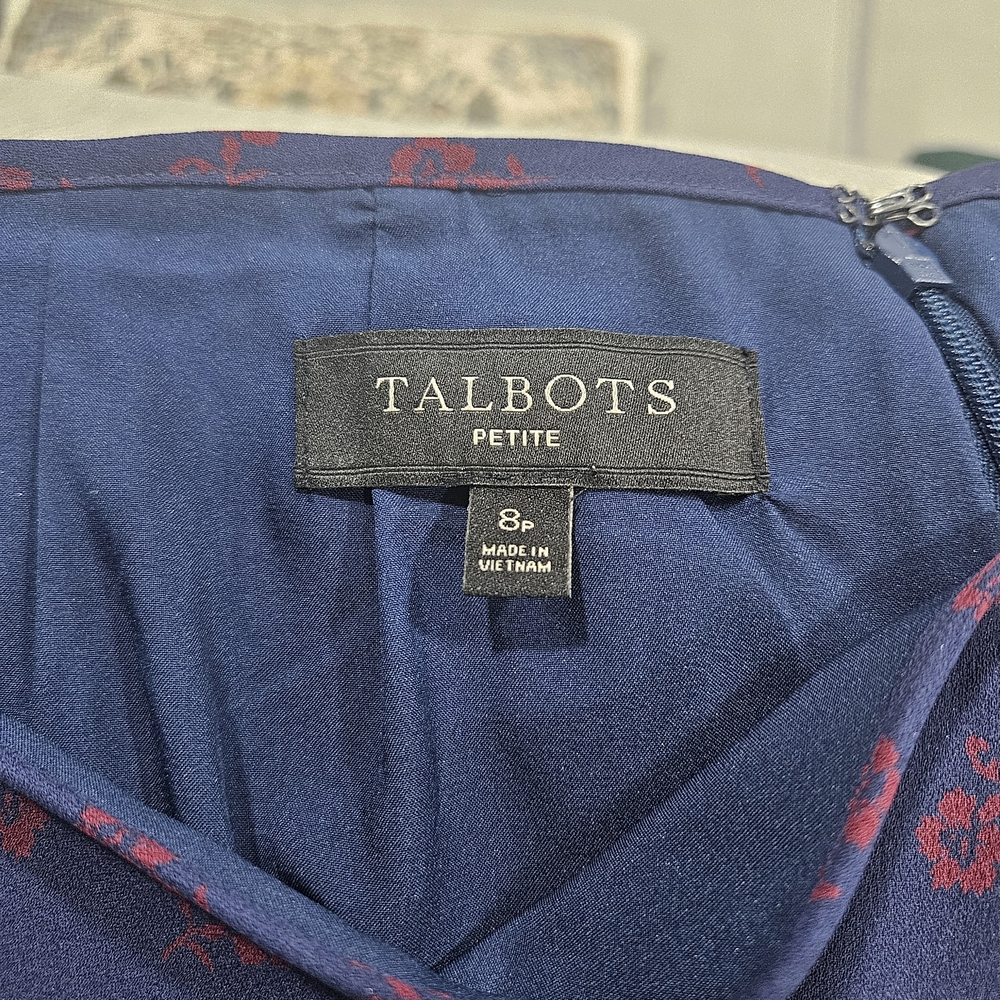 Talbots Women's Pieced Floral Midi Skirt, Blue, Red, White, Lined, Size 8P - Picture 7 of 8